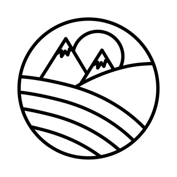 雪山风景线风格图标 — 图库矢量图片