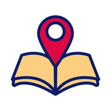 book paper map guide with pin line and fill style icon