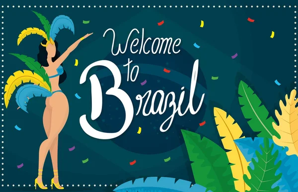 Brazil carnival poster with beautiful garota — Stock Vector