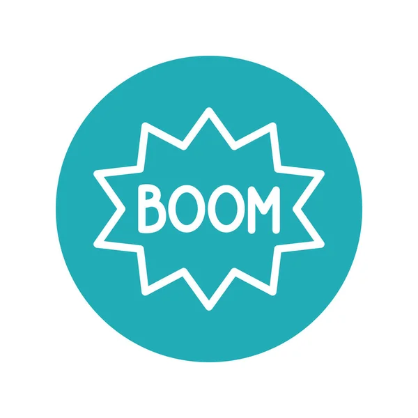 Expression bubble with boom fools day line style — Stock Vector