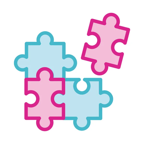 Puzzleteile Linie und füllen Stil-Symbol — Stockvektor