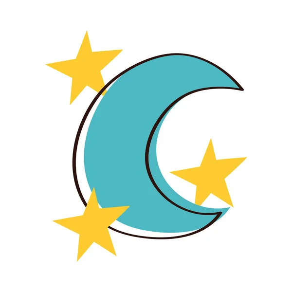 Měsíc a hvězdy magie ruční kreslení styl ikony — Stockový vektor