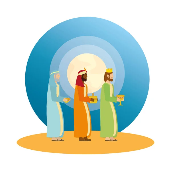 Wize hombres reyes pesebre caracteres — Vector de stock