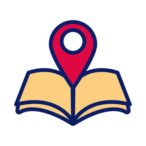 Book paper map guide with pin line and fill style icon — Stok Vektör
