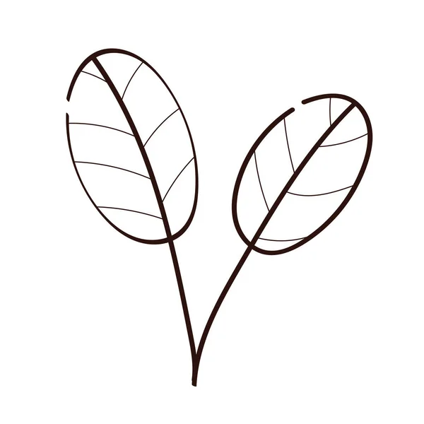 Hojas planta ecología línea estilo icono — Vector de stock