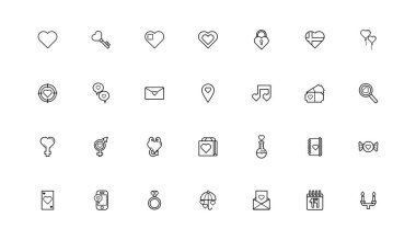 bundle of valentines day line style set icons