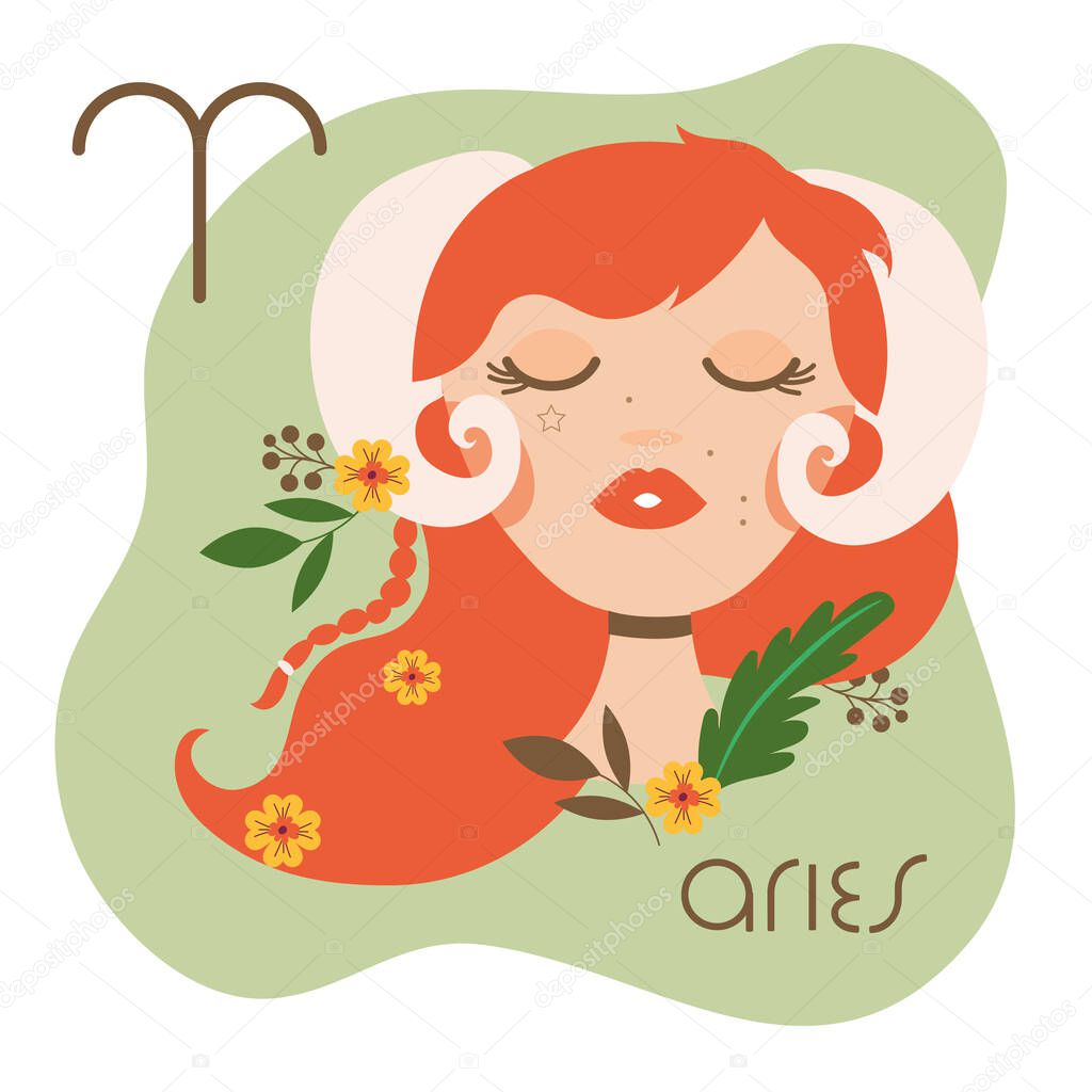 beautiful woman with aries zodiac sign