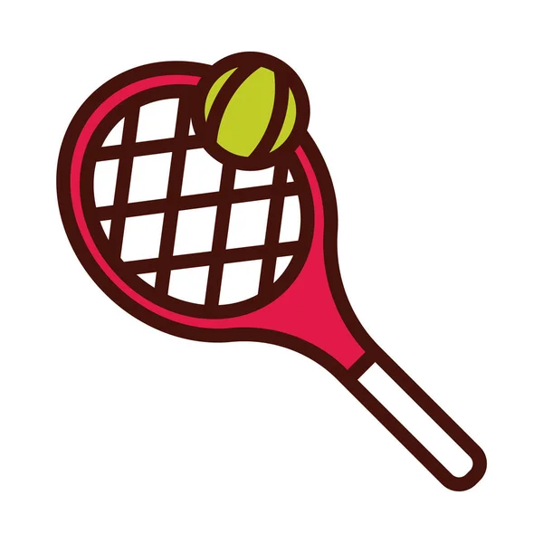 Tennis sport racket and ball line and fill icon — 스톡 벡터