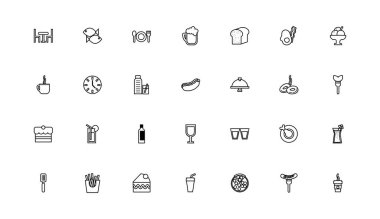 bundle of restaurant set line icons