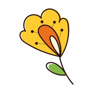 Bahçe yapraklı güzel çiçek bahar eli çizim stili