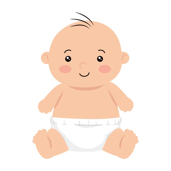 Lindo pequeño bebé niño aislado icono — Archivo Imágenes Vectoriales