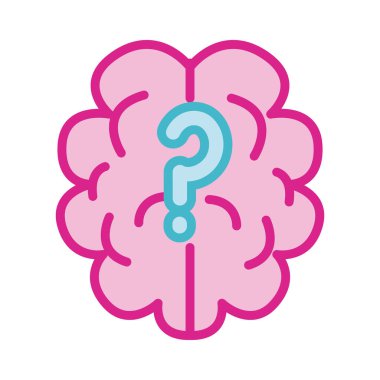 Sorgulama sembolü çizgisi ve biçim simgesi olan insan beyni