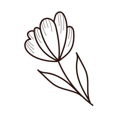 Bahçe yaprakları ile güzel çiçek bahar çizgisi tarzı