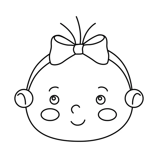 かわいい赤ちゃんの女の子の孤立したアイコンの顔 — ストックベクタ