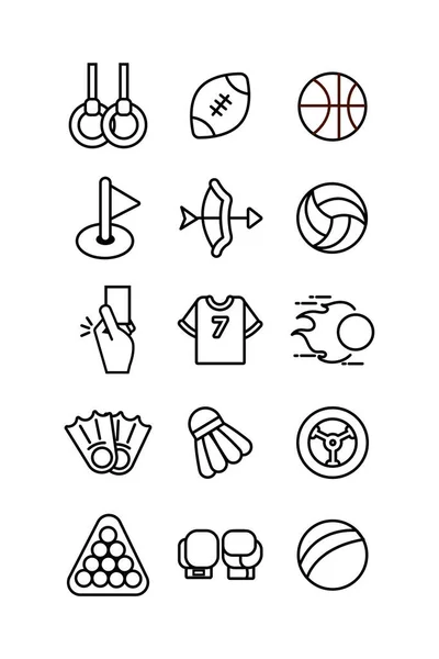 Bundle of sports set line icons — Stockvektor