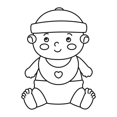 Önlüklü, izole edilmiş şirin bir erkek bebek.