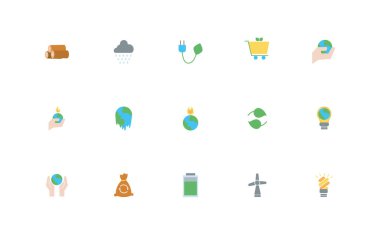 İklim değişikliği demeti düz simgeler oluşturdu