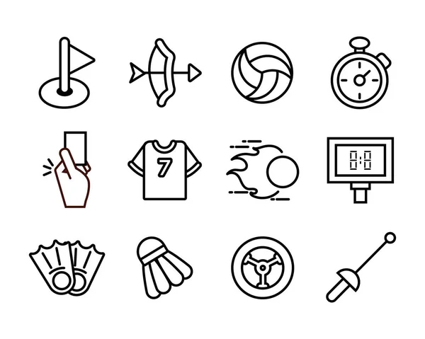 Bundle of sports set line icons — Stockvektor