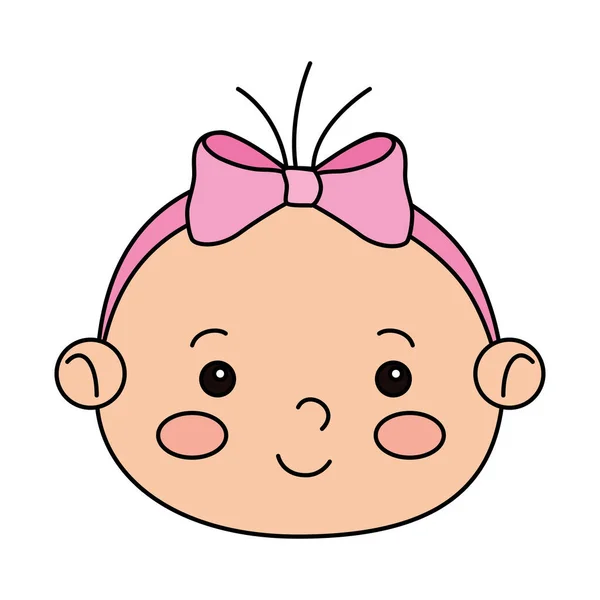 かわいい赤ちゃんの女の子の孤立したアイコンの顔 — ストックベクタ