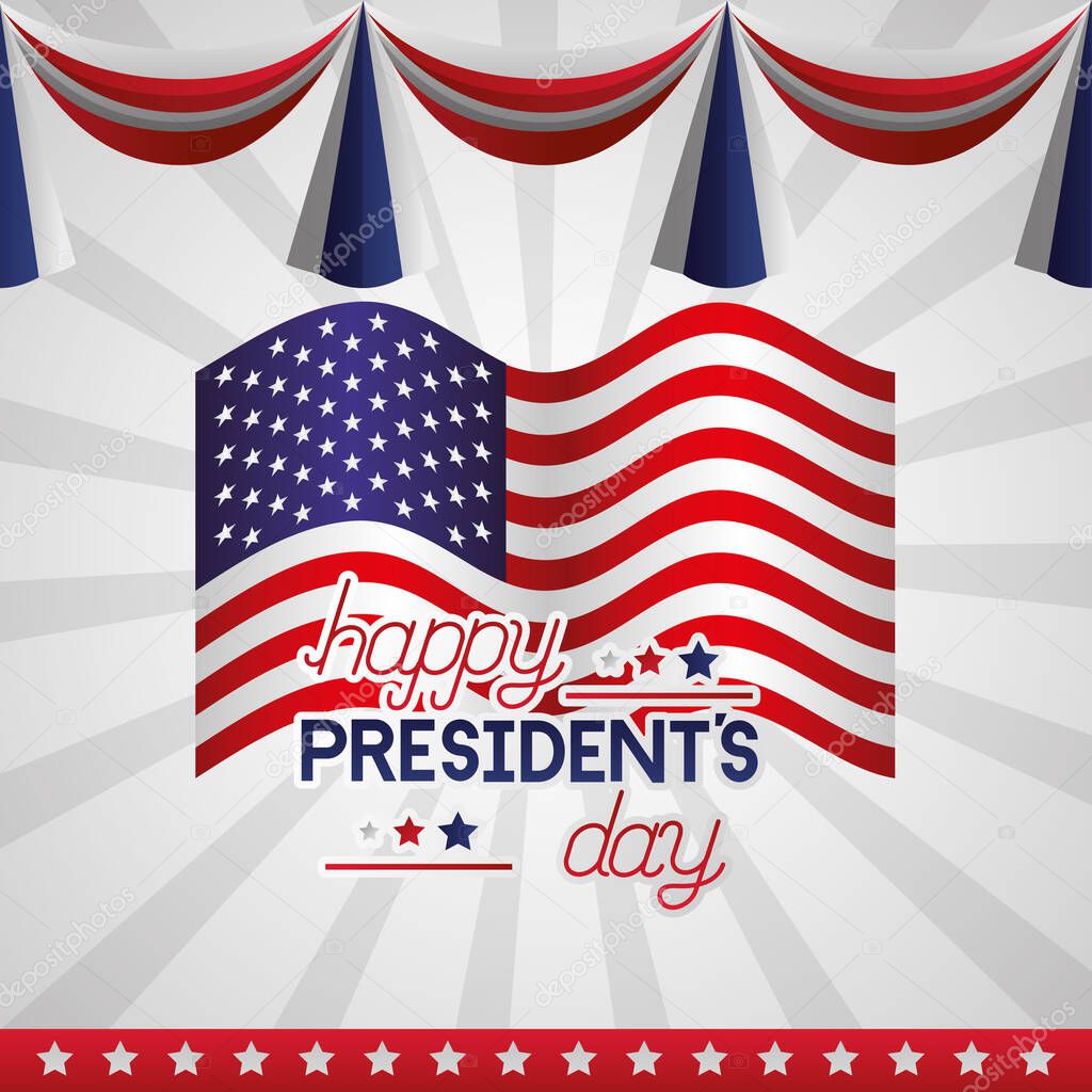 happy presidents day celebration poster with flag