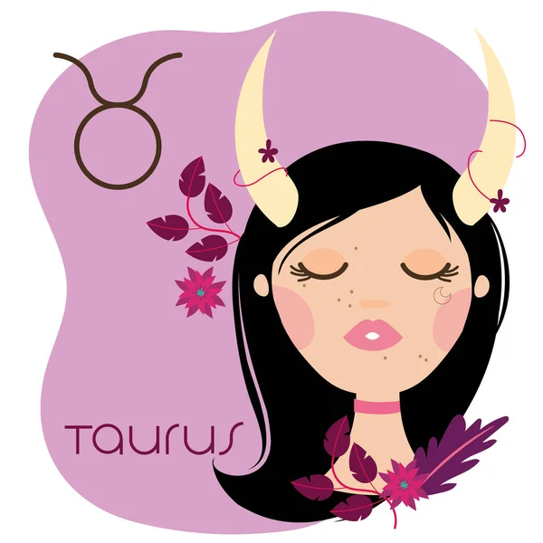 Piękna kobieta ze znakiem zodiaku Taurus — Wektor stockowy