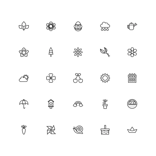 Paquet d'icônes de ligne de jeu de ressort — Image vectorielle