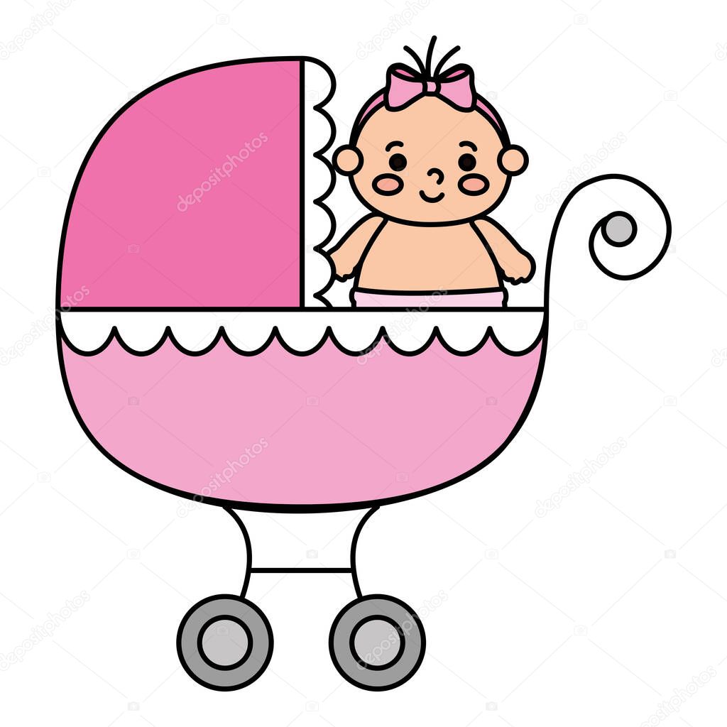 cute little girl in baby cart transportation