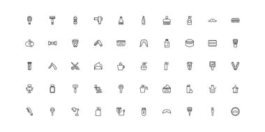 bundle of barber shop set line style icons