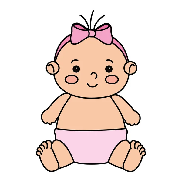 Schattig klein baby meisje geïsoleerd pictogram — Stockvector