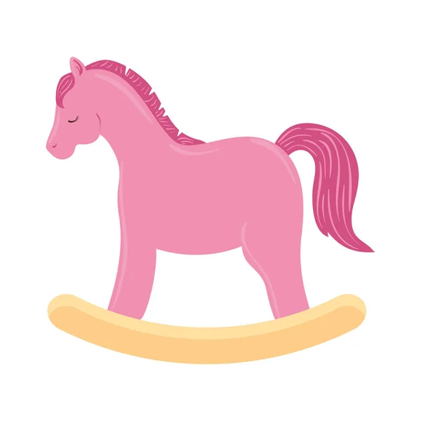 Dřevěný kůň hračka izolované ikony — Stockový vektor