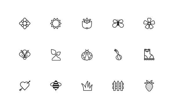 Conjunto de iconos de línea de resorte — Vector de stock