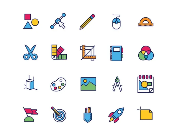 Paquete de iconos de conjunto de diseñador — Archivo Imágenes Vectoriales