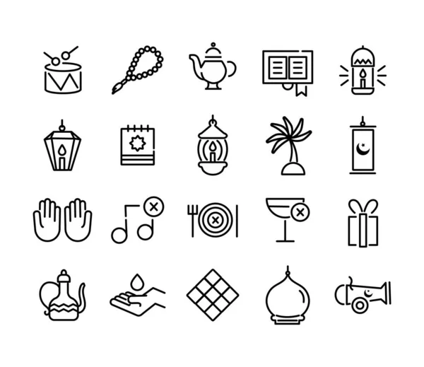 Ramadam kareem set line style icons — Stockvektor