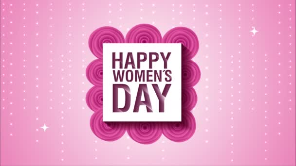 Happy womens day card with roses flowers — Stock Video