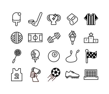 bundle of sports set line icons