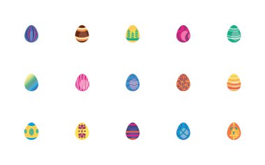 bundle easter eggs painted flat style icons