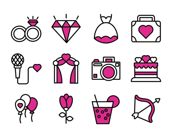 Bundel van Valentijnsdag lijn stijl set pictogrammen — Stockvector