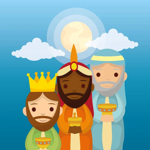 Wize men kings manger characters — Stockvektor