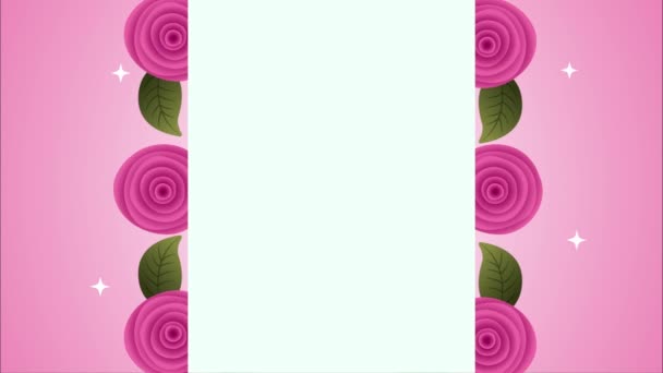 Prachtige rozen bloemen tuin frame animatie — Stockvideo