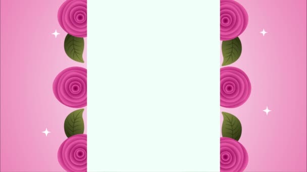 Bellissime rose fiori giardino cornice animazione — Video Stock