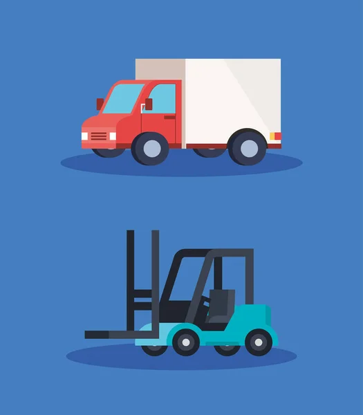 Ciężarówka i wózek widłowy dostawy usług logistycznych — Wektor stockowy