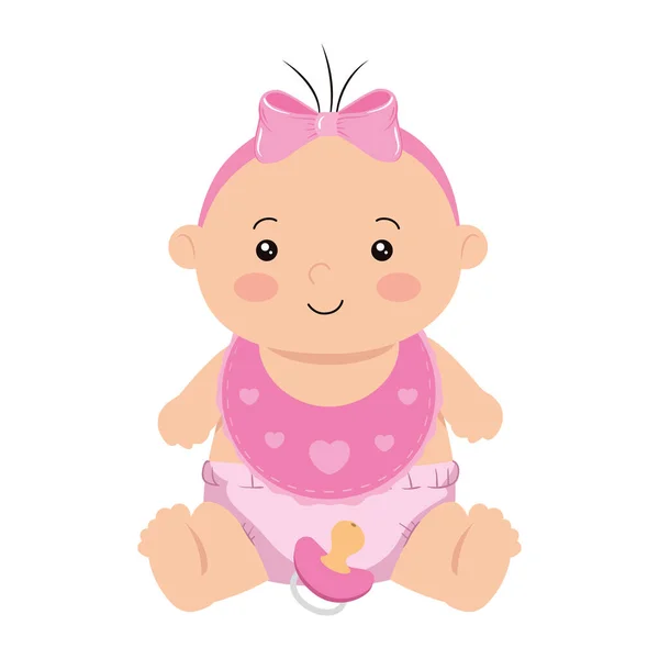 Linda niña con babero icono aislado — Vector de stock