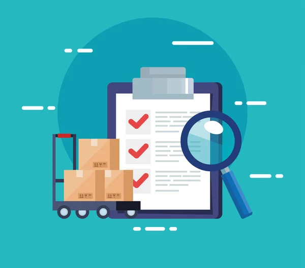 Checklist dari layanan logistik pengiriman dan ikon - Stok Vektor