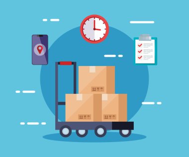 Kutular ve simgelerle birlikte lojistik hizmeti