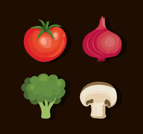 Ensemble de légumes frais et sains — Image vectorielle