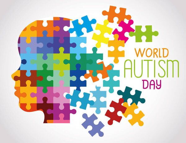 world autism day and head of puzzle pieces