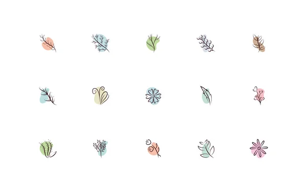 Paquet de fleurs style dessin à la main — Image vectorielle
