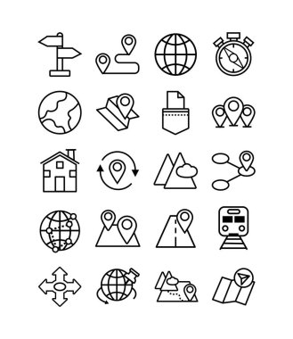 bundle of map line icons