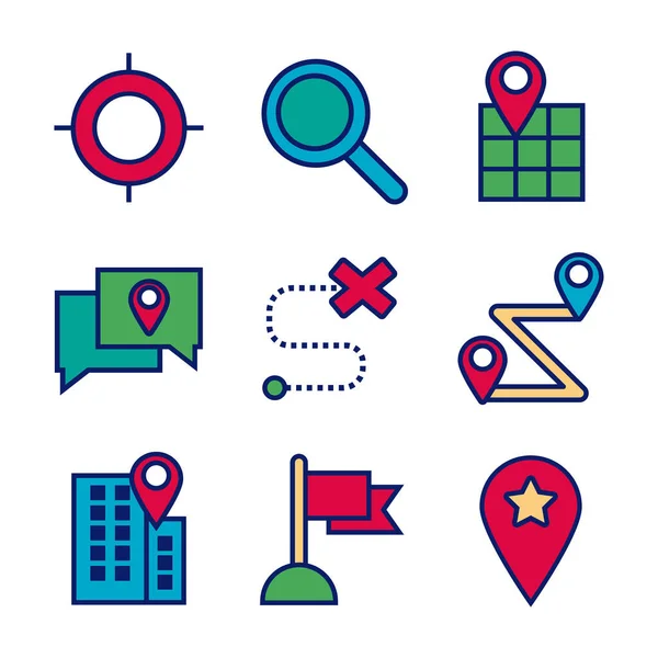 Bundle of map line and fill icons — Wektor stockowy