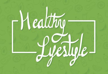 healthy lifestyle lettering frame icon